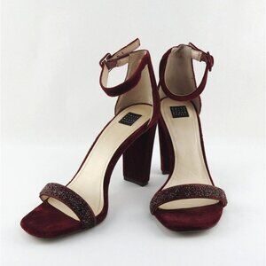 Women's 10 M White House Black Market Burgundy Pink Suede Ankle Strap Shoes Heel